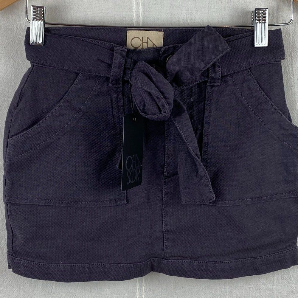 NWT Chasor‎ Gray Paperbag Waist Mini Skirt XS